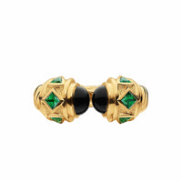 Renaissance® Color Ring 18K Yellow Gold with Black Onyx and Tsavorites, 9.9mm