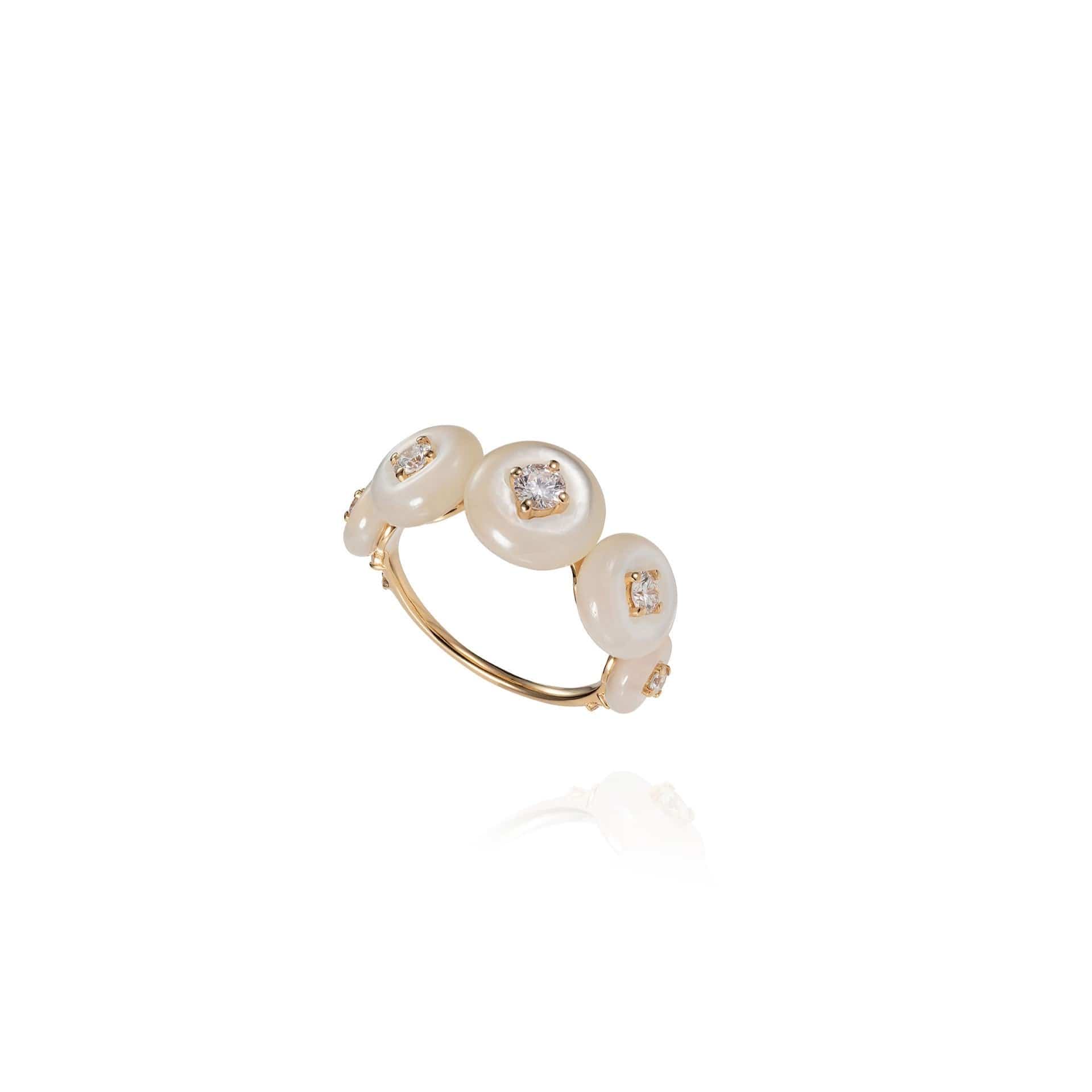 Fernando Jorge 18K Yellow Gold Mother of Pearl and Diamond Ring