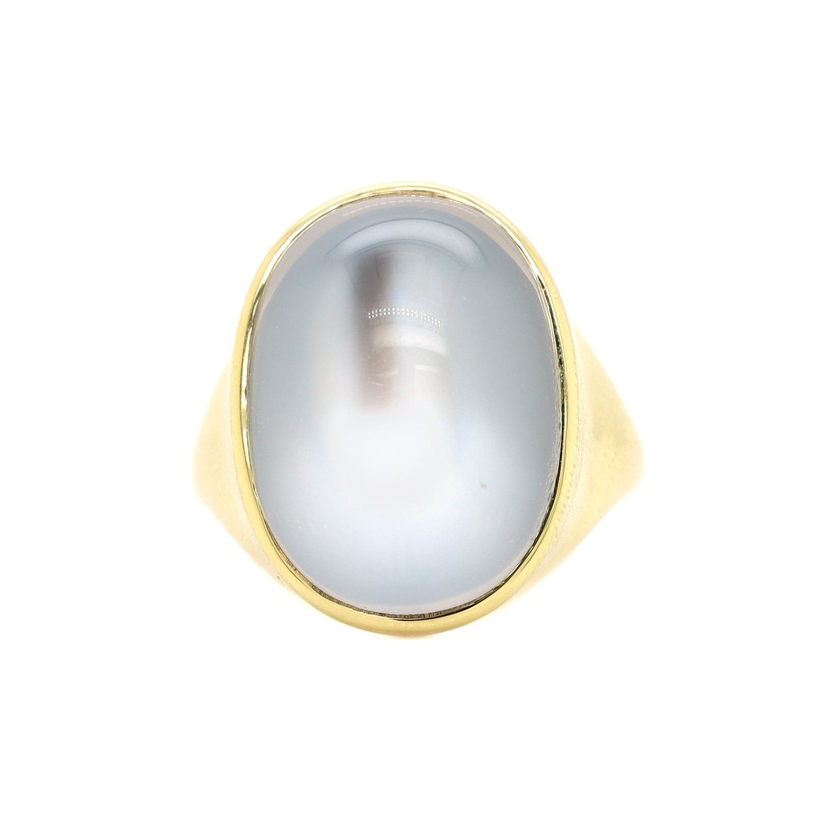 18K Yellow Gold Bezel Set Oval Moonstone Ring