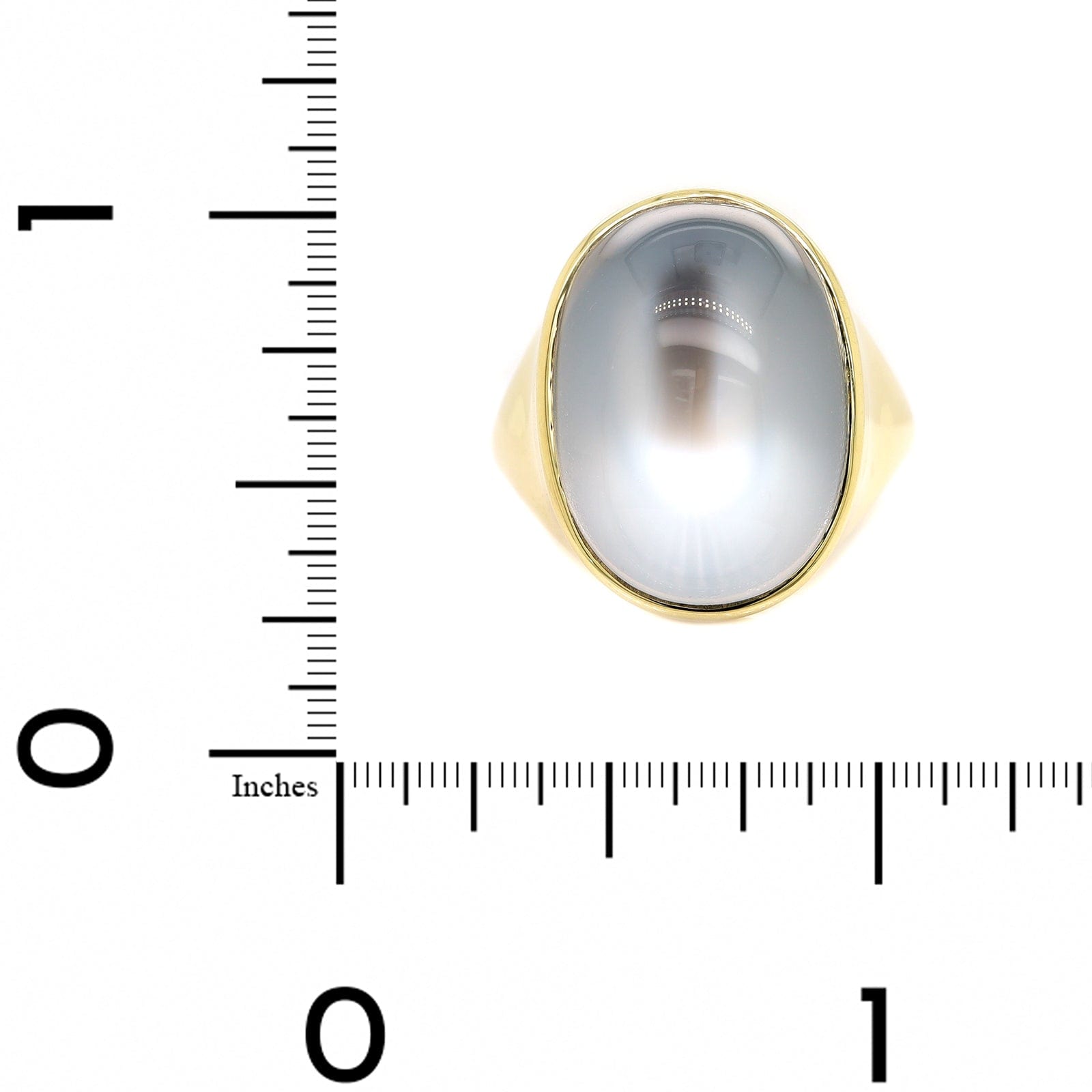 18K Yellow Gold Bezel Set Oval Moonstone Ring