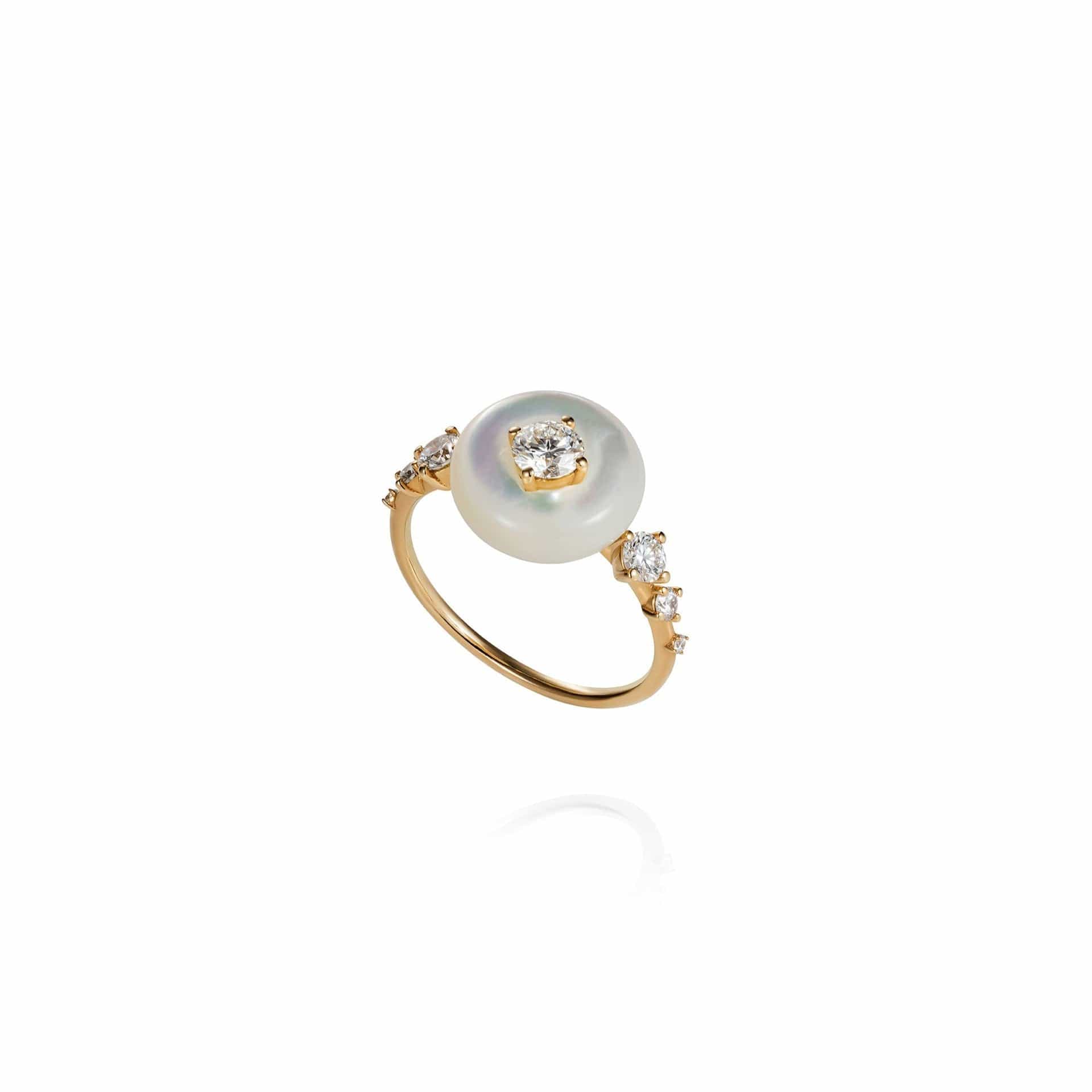 Fernando Jorge 18K Yellow Gold Mother of Pearl and Diamond Orbit Ring