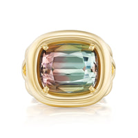 Harwell Godfrey 18K Yellow Gold Tie Dye Bi-Color Tourmaline Giza Ring