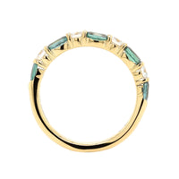 18K Yellow Gold Alternating Oval Alexandrite and Round Diamond Band