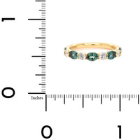 18K Yellow Gold Alternating Oval Alexandrite and Round Diamond Band