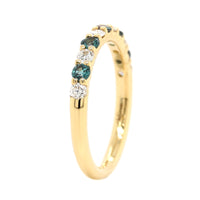 18K Yellow Gold Alternating Alexandrite and Diamond Band