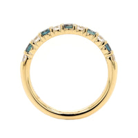 18K Yellow Gold Alternating Alexandrite and Diamond Band
