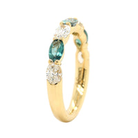 18K Yellow Gold Alternating Oval Alexandrite and Diamond Band
