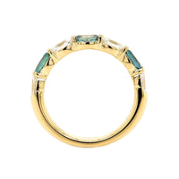 18K Yellow Gold Alternating Oval Alexandrite and Diamond Band