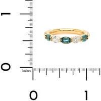 18K Yellow Gold Alternating Oval Alexandrite and Diamond Band