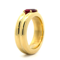 18K Yellow Gold Oval Rubellite 2 Row Bubble Ring