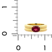 18K Yellow Gold Oval Rubellite 2 Row Bubble Ring