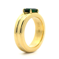18K Yellow Gold Oval Green Tsavorite 2 Row Bubble Ring