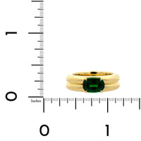 18K Yellow Gold Oval Green Tsavorite 2 Row Bubble Ring