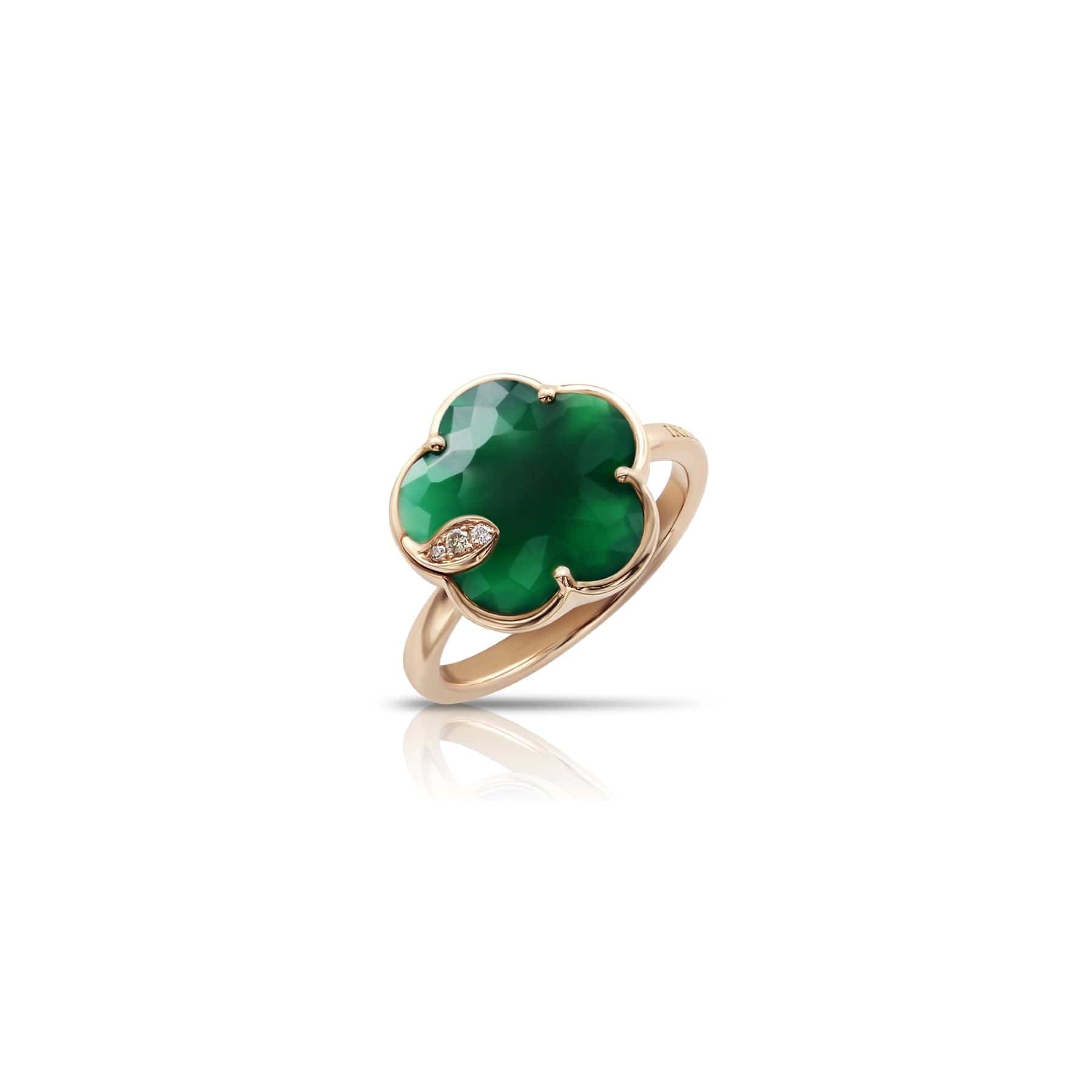 Pasquale Bruni 18K Rose Gold Diamond and Green Agate Petit Joli Ring
