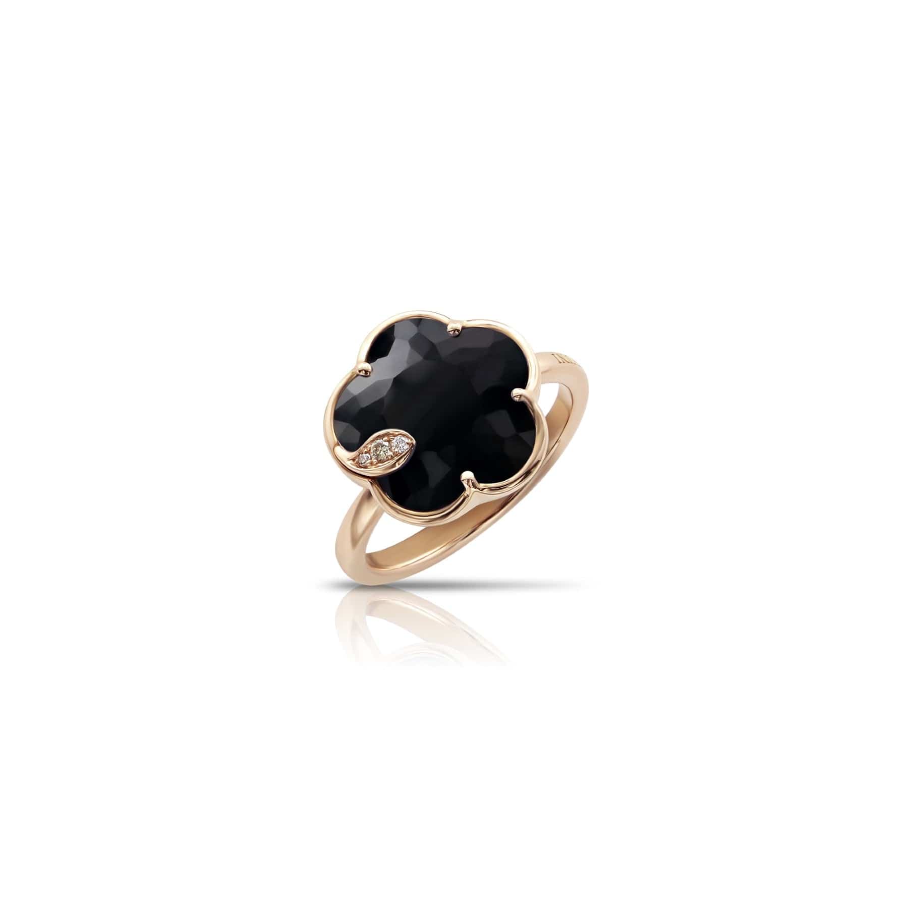 Pasquale Bruni 18K Rose Gold Diamond and Onyx Petit Joli Ring