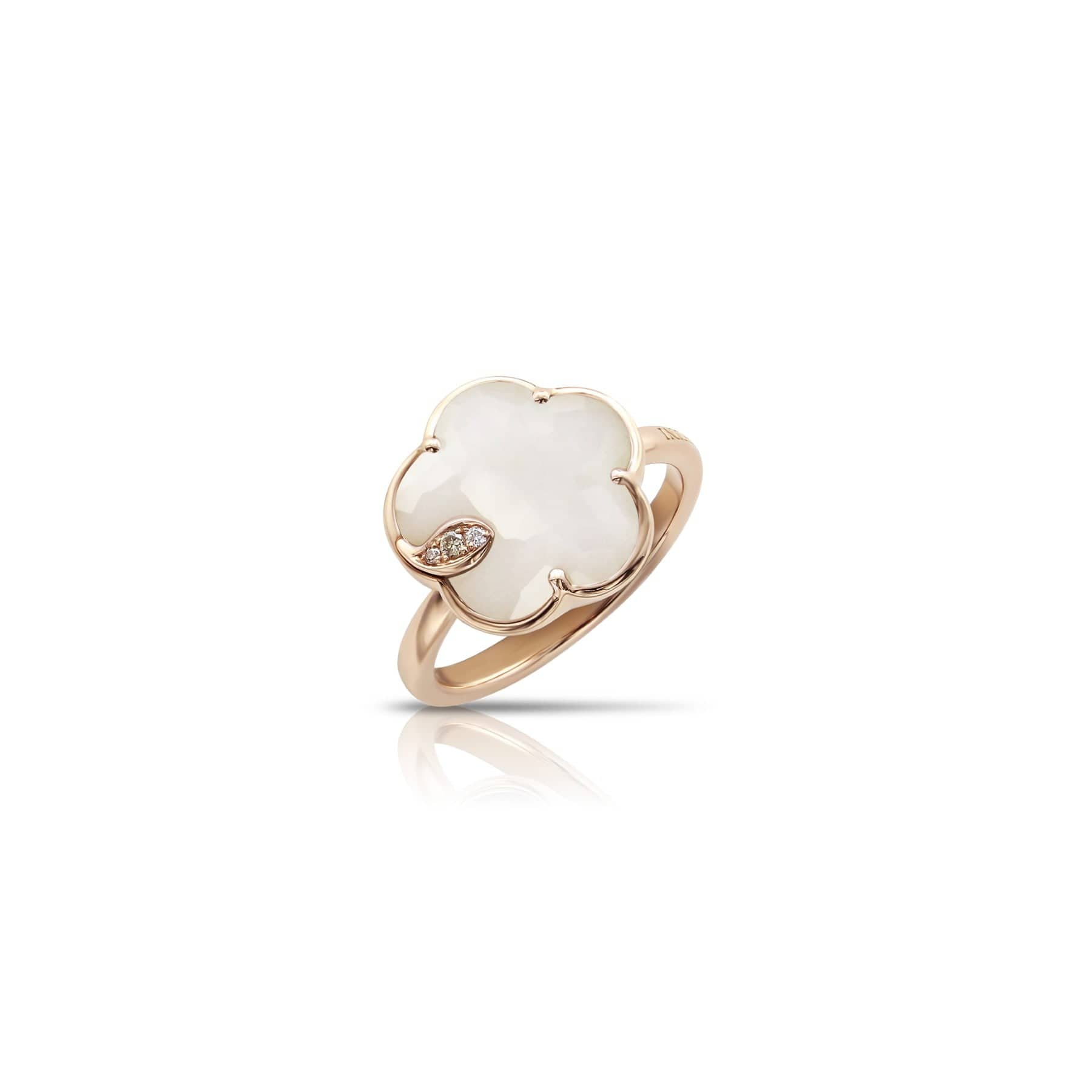 Pasquale Bruni 18K Rose Gold Diamond and White Agate Petit Joli Ring