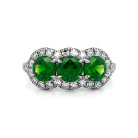 Eclat Jewels Platinum Demantoid Garnet and Diamond Ring