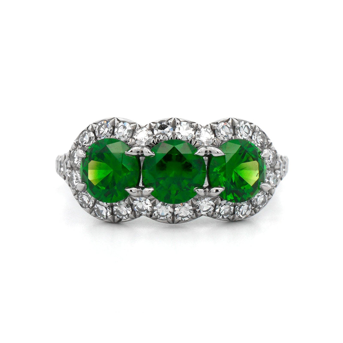 Eclat Jewels Platinum Demantoid Garnet and Diamond Ring