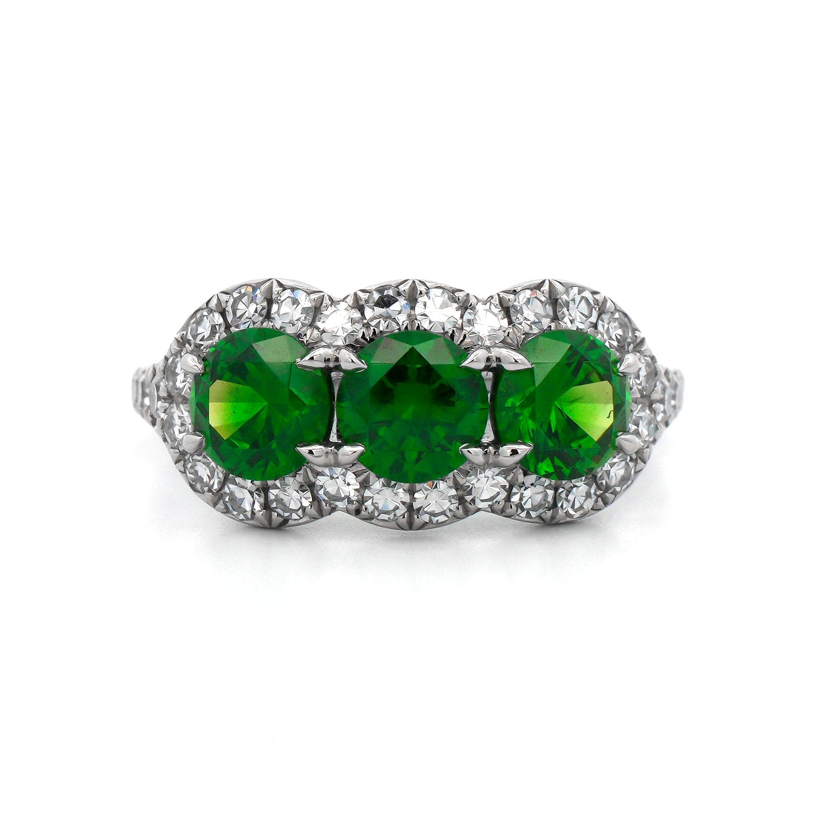 Eclat Jewels Platinum Demantoid Garnet and Diamond Ring