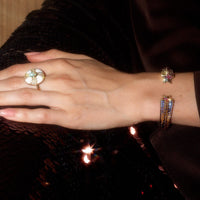 Emily P. Wheeler 18K Yellow Gold White Agate and Diamond Balance Ring