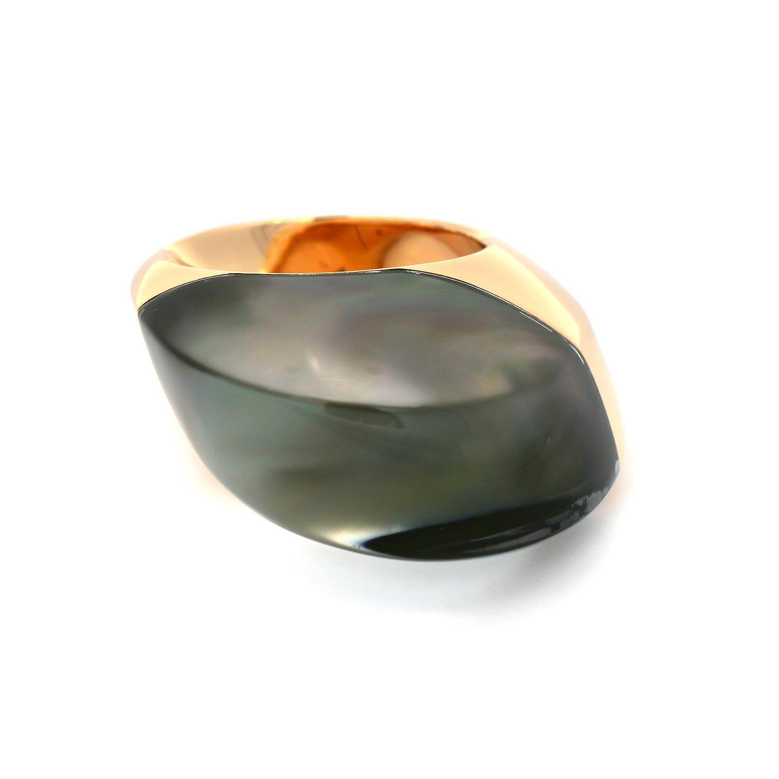 Vhernier 18K Rose Gold Rock Crystal and Mother of Pearl Alandino Ring