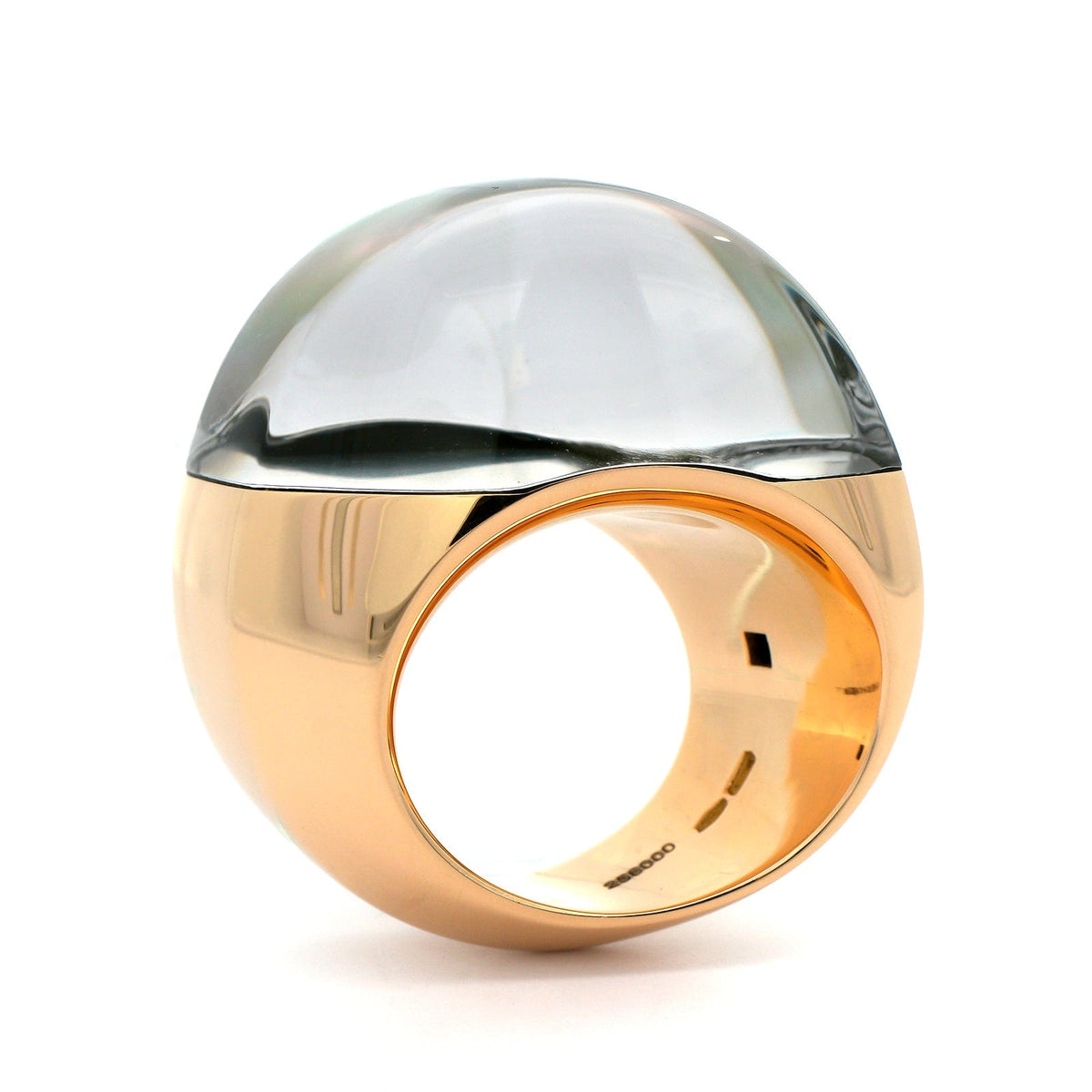 Vhernier 18K Rose Gold Rock Crystal and Mother of Pearl Alandino Ring