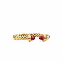 Micro Cablespira® Flex Open Ring 18K Yellow Gold with Rhodolite Garnets, 2.5mm