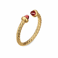 Micro Cablespira® Flex Open Ring 18K Yellow Gold with Rhodolite Garnets, 2.5mm