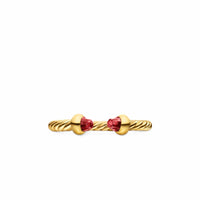 Micro Cablespira® Flex Open Ring 18K Yellow Gold with Rhodolite Garnets, 2.5mm