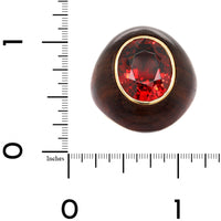 Eclat Jewels 18K Yellow Gold Oval Garnet and Wood Ring