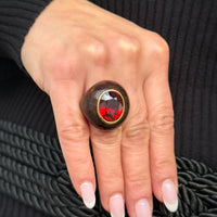 Eclat Jewels 18K Yellow Gold Oval Garnet and Wood Ring
