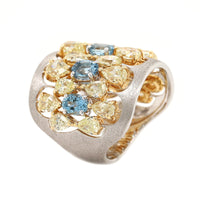 Etho Maria 18K Yellow and White Gold Pear Shaped Diamond and Aquamarine Ring