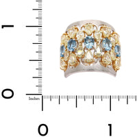 Etho Maria 18K Yellow and White Gold Pear Shaped Diamond and Aquamarine Ring
