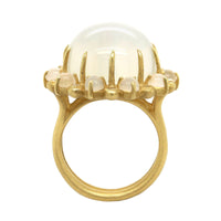 Suzy Landa 18K Yellow Gold One Of A Kind Cat's Eye Moonstone and Diamond Ring