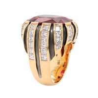 Eclat Jewels 18K Rose Gold Cushion Cut Rubellite and Diamond Ring