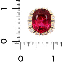 Eclat Jewels 18K Rose Gold Cushion Cut Rubellite and Diamond Ring
