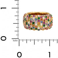 Zydo 18K Yellow Gold Multi Color Sapphire and Diamond Stretch Ring