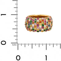 Zydo 18K Yellow Gold Multi Color Sapphire and Diamond Stretch Ring
