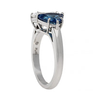 Oscar Heyman Platinum 2 Stone Blue Paraiba and Diamond Ring
