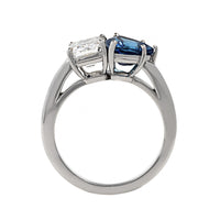 Oscar Heyman Platinum 2 Stone Blue Paraiba and Diamond Ring
