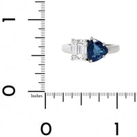 Oscar Heyman Platinum 2 Stone Blue Paraiba and Diamond Ring