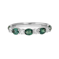 Platinum Alternating Oval Alexandrite and Round Diamond Band
