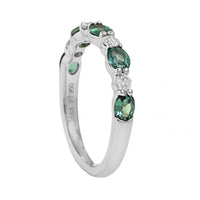 Platinum Alternating Oval Alexandrite and Round Diamond Band