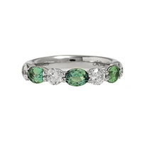 Platinum Alternating Oval Alexandrite and Round Diamond Band
