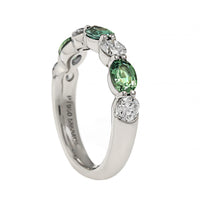 Platinum Alternating Oval Alexandrite and Round Diamond Band