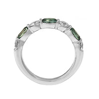 Platinum Alternating Oval Alexandrite and Round Diamond Band