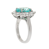 Platinum Paraiba Tourmaline and Diamond Halo Ring
