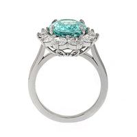 Platinum Paraiba Tourmaline and Diamond Halo Ring