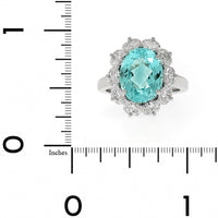 Platinum Paraiba Tourmaline and Diamond Halo Ring