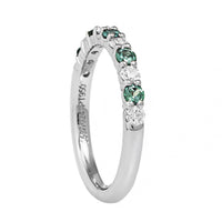 Platinum Alternating Round Alexandrite and Diamond Band